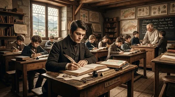 Young Allan Kardec studying at the Pestalozzi Institute in Switzerland
